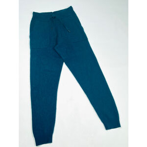Garnet Hill Womans Sweat Pants Teal Cashmere Blend Joggers S Wool